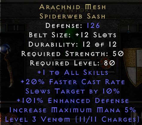 spiderweb sash|diablo 2 resurrected arachnid mesh.